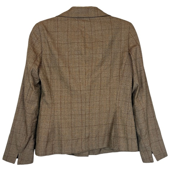 Lafayette 148 New York Brown Tan Plaid Virgin Wool Academy Blazer Jacket size 6 - Picture 2 of 5